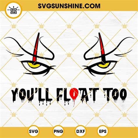 Youll Float Too Pennywise Face Halloween Svg Png Dxf Eps Cricut In