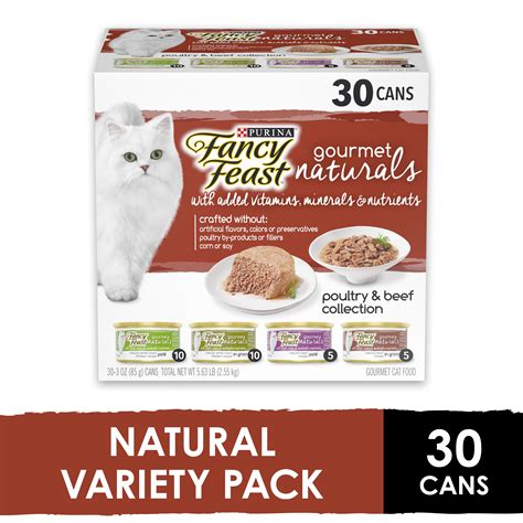 30 Pack Fancy Feast Natural Wet Cat Food Variety Pack Gourmet
