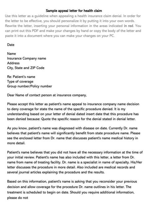 Medical Claim Appeal Letter Template Free