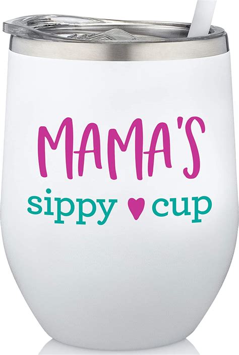 Sassycups Mama S Sippy Cup Wine Tumbler Stainless Steel Stemless Wine Glass