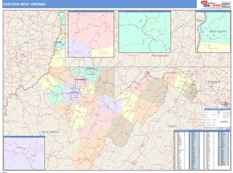 West Virginia Eastern Wall Map Color Cast Style By Marketmaps Mapsales