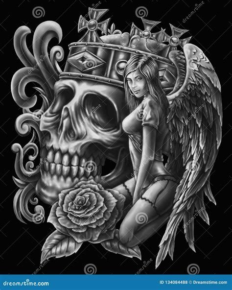 Aggregate 66 Angel Skull Tattoo Best In Cdgdbentre