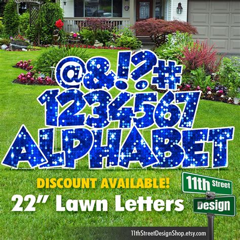 22 Blue Sparkle Lawn Letter Yard Signs 22 Chunky Etsy