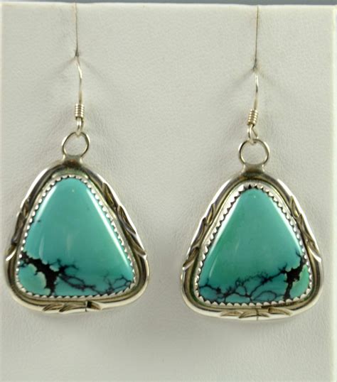 Navajo Silver Turquoise Earrings Hoels Indian Shop