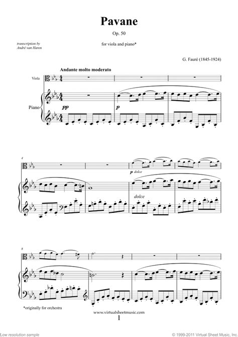 faure pavane op sheet   viola  piano