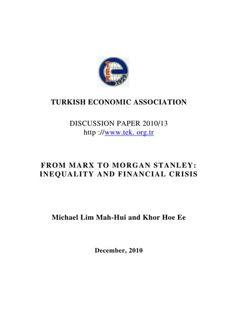 Pdf From Marx To Morgan Stanley Inequality And Financial Crises