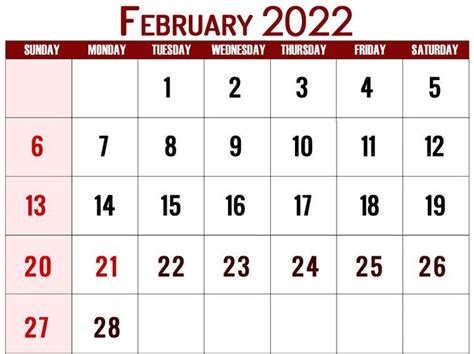 February 2022 Calendar With Holidays Usa Printable Template Download