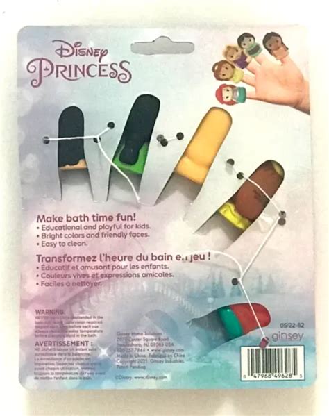 Disney Princess Bath Finger Puppets Ariel Belle Rapunzel Mulan