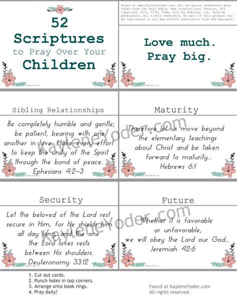 Scripture Prayer Cards To Pray Over Children Kaylene Yoder Prayers