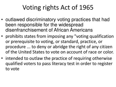 Ppt Voting Rights Act Of 1965 Powerpoint Presentation Id1909737
