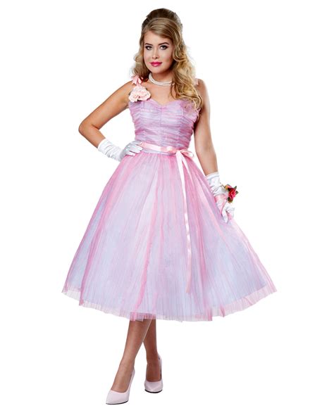 Vintage Retro 50s Chiffon Pink Prom Dress Grease Womens Costume Xs S