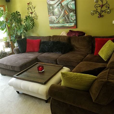 Tray rest inside the base. Wood Ottoman Tray, Oversized Ottoman Coffee Table, Large ...
