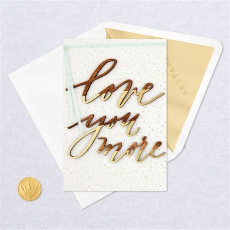 Hallmark Anniversary Love Card By Signature ~ Gold Dipped Wood Love