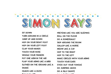 Simon Says Ideas With Free Printable The Best Ideas For Kids