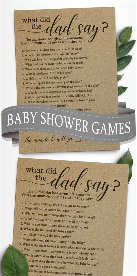 What Did The Dad Say Baby Shower Game Etsy In Boy Baby Shower