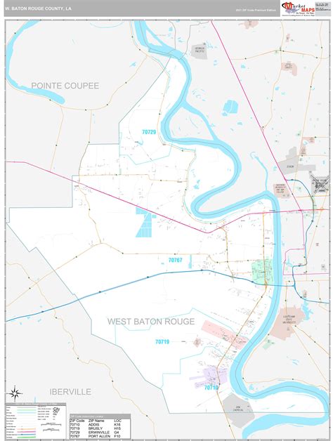 W Baton Rouge County La Wall Map Premium Style By Marketmaps Mapsales