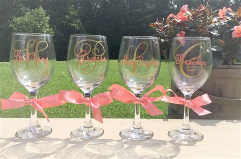 Bridesmaid Wine Glasses Bridal Party T Set Personalized Etsy
