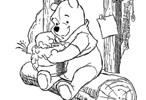 Disney Pooh Bear Enjoying Sweet Honey Coloring Pages Coloring Sky