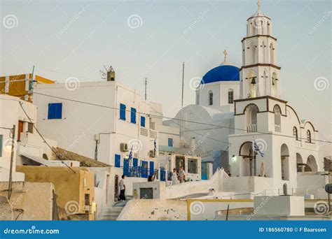 Santorini Oia Greece Europe Sunset At The White Village Of Oia