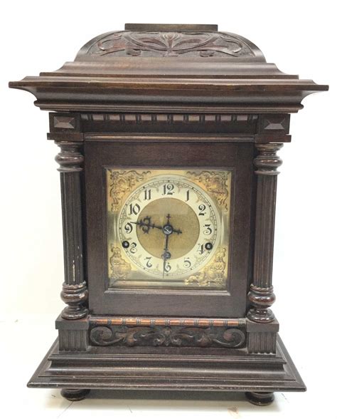 Lot Antique German Kienzle Wood Mantle Clock
