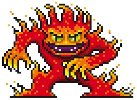 Premium Vector Cartoon Fire Monster Pixel Design