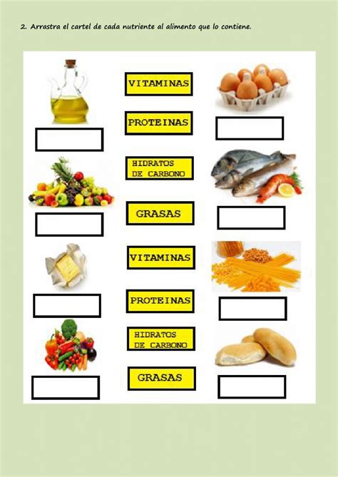 Ejercicio De Tema 4 Los Alimentos Y Los Nutrientes
