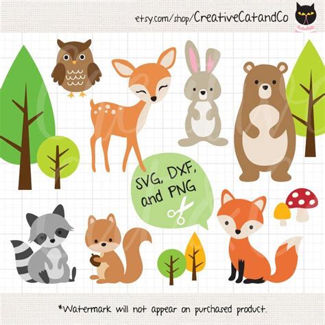 Woodland Animals Svg Dxf Clipart Forest Animals Bear Deer Etsy In