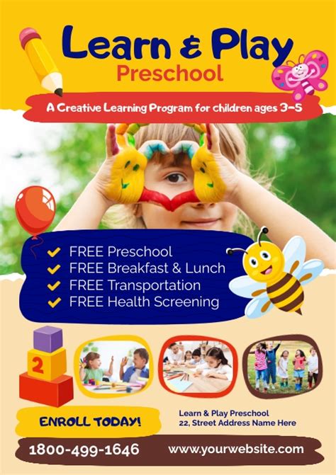 Learn And Play Preschool Flyer Ad Template Postermywall