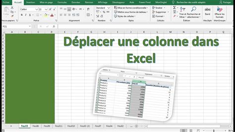 Déplacer une colonne dans Excel YouTube