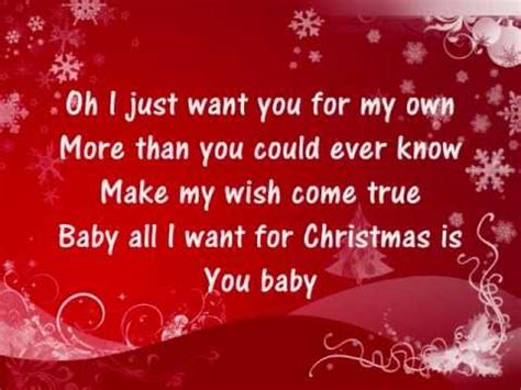 You know that all i want for christmas is you. Mariah Carey - All I Want For Christmas Is You - Lyrics ...