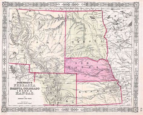 Johnson S Map Of Colorado Dakota Idaho Nebraska Kansas Geographicus COCANE J