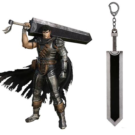 Berserk Guts Keychain Legend Warrior Black Zinc Alloy Sword Pendant
