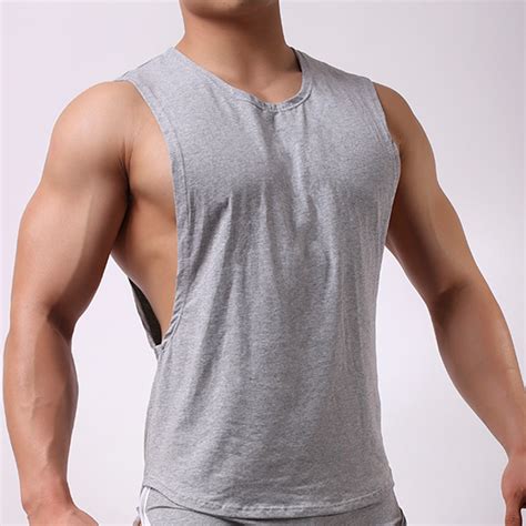 New Summer Men Low Cut Sport T Shirt Loose Sleeveless Shirt Tops Men S
