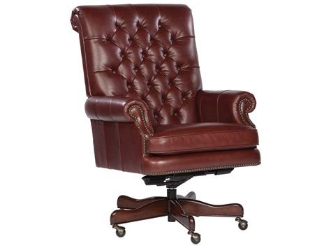 Hekman Office Executive Tufted Back Leather Chair In Merlot Hk79253m