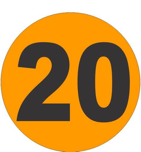 Number Twenty 20 Fluorescent Circle Or Square Labels