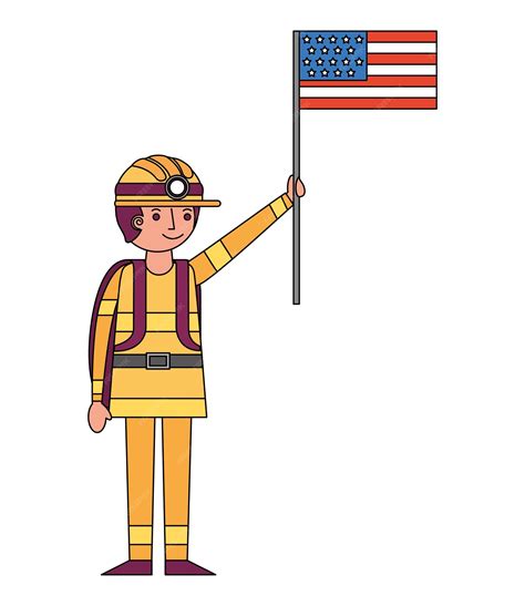 Animated American Flag Firefighter Clipart
