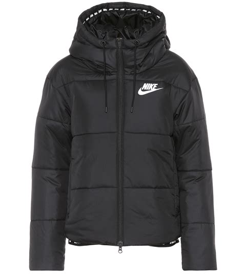 Nike Synthetic Hooded Puffer Jacket In Black Lyst
