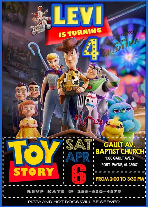 Terrific Toy Story 4 Birthday Party Invitation With A Free Backside