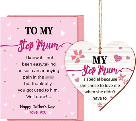Mothers Day Step Mum Ts Heart Hanging Plaque Ts With Step Mum Mothers Day Card And