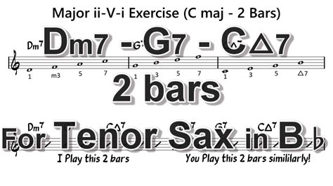 Dm7 G7 Cmaj7 2 Bars Ii V I Exercises For Tenor Sax In Bb
