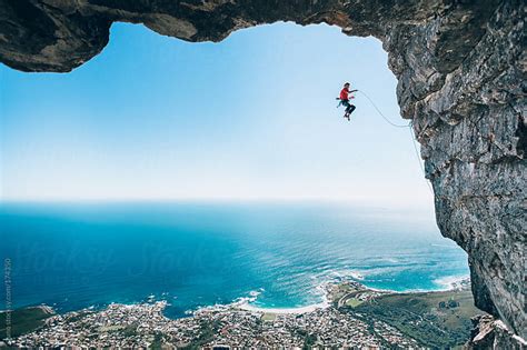 Rock Climber Taking A Fall On Table Mountain Cape Town By Micky