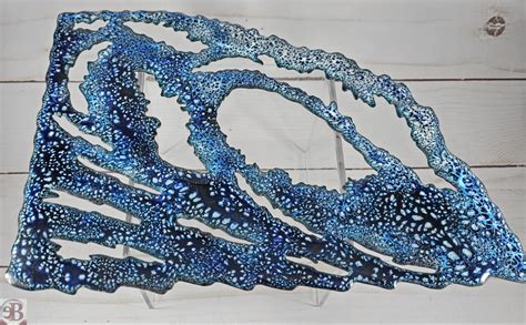 Wave Metal Wall Art Enameled Copper Blue Ocean Wave Wall Etsy Uk