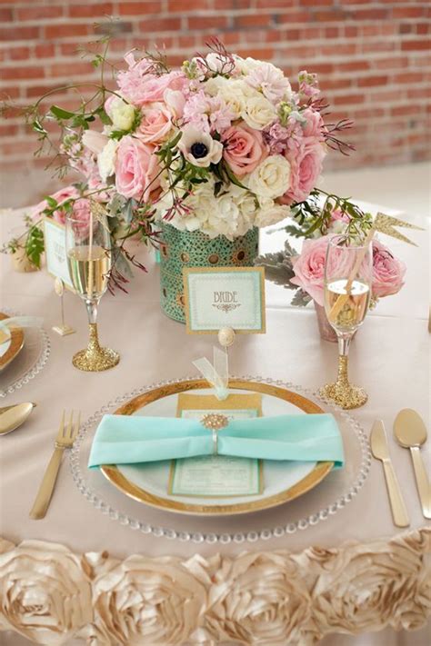 Mint And Coral Color Palette For Your Wedding Linentablecloth Gold