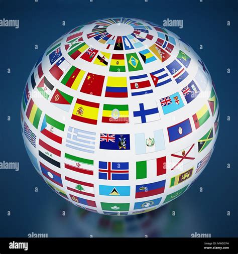 banderas de países de todo el mundo sobre fondo azul ilustración 3d fotografía de stock alamy