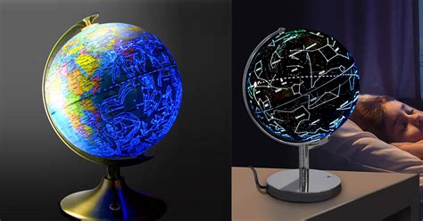 Celestial Globe Lamp Shows Earth During Day Constellations At Night