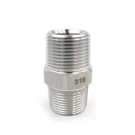 Stainless Steel Male Npt Hex Pipe Nipple Qc Hydraulics