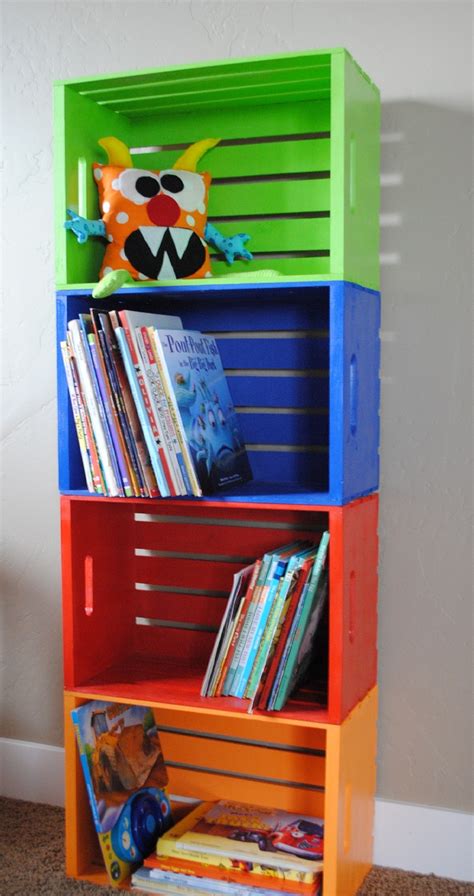 Diy wood crate bookshelf sew much ado. DIY Bookshelf Made From Crates