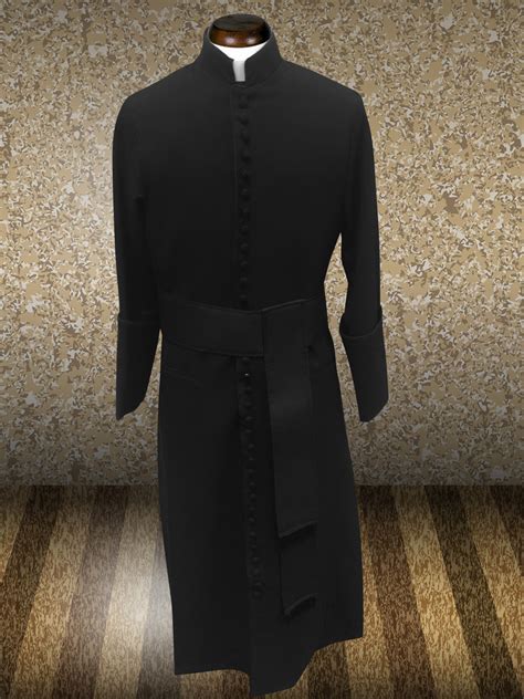 Mens Solid Black Roman Clergy Robe By Clergy Mart