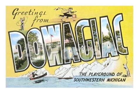 greetings from dowagiac michigan by hans dieter seufert transportation art print 61 x 46 cm