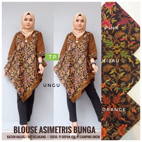 Model bajubatik asimetris belakangan menjadi tren kembali. Batik Asimetris - Jual 628 Baju Batik Modern Atasan Batik ...